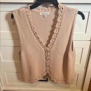 Francesca's Collections Blush Crochet-Trim Knit Vest